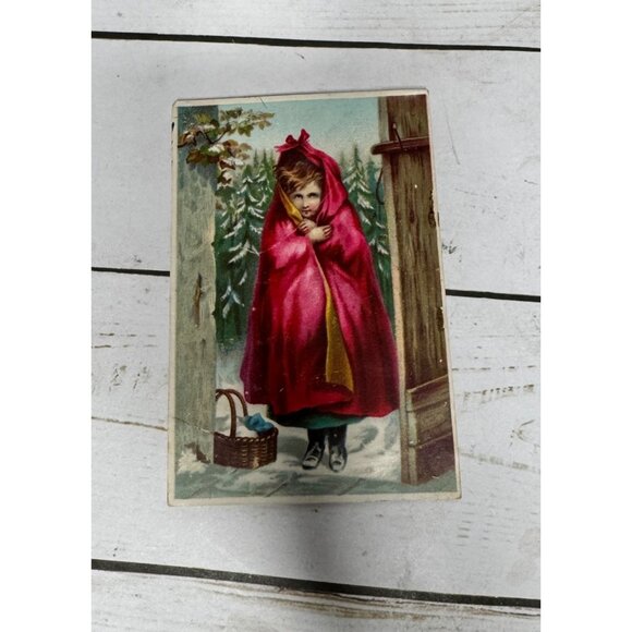 Little Red Riding Hood Victorian Trade Card J.R. Wells Wauconda IL Antique 1880s - Picture 1 of 4